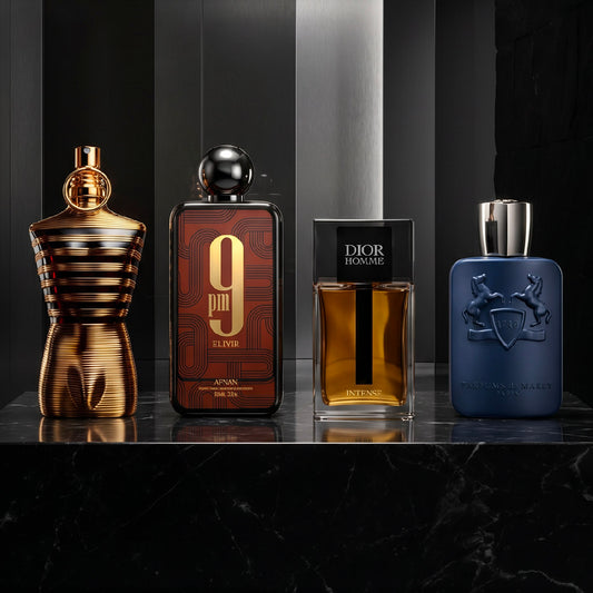 9PM ELIXIR, JPG LE MALE ELIXIR, DIOR HOMME INTENSE, PARFUMS DE MARLY LAYTON